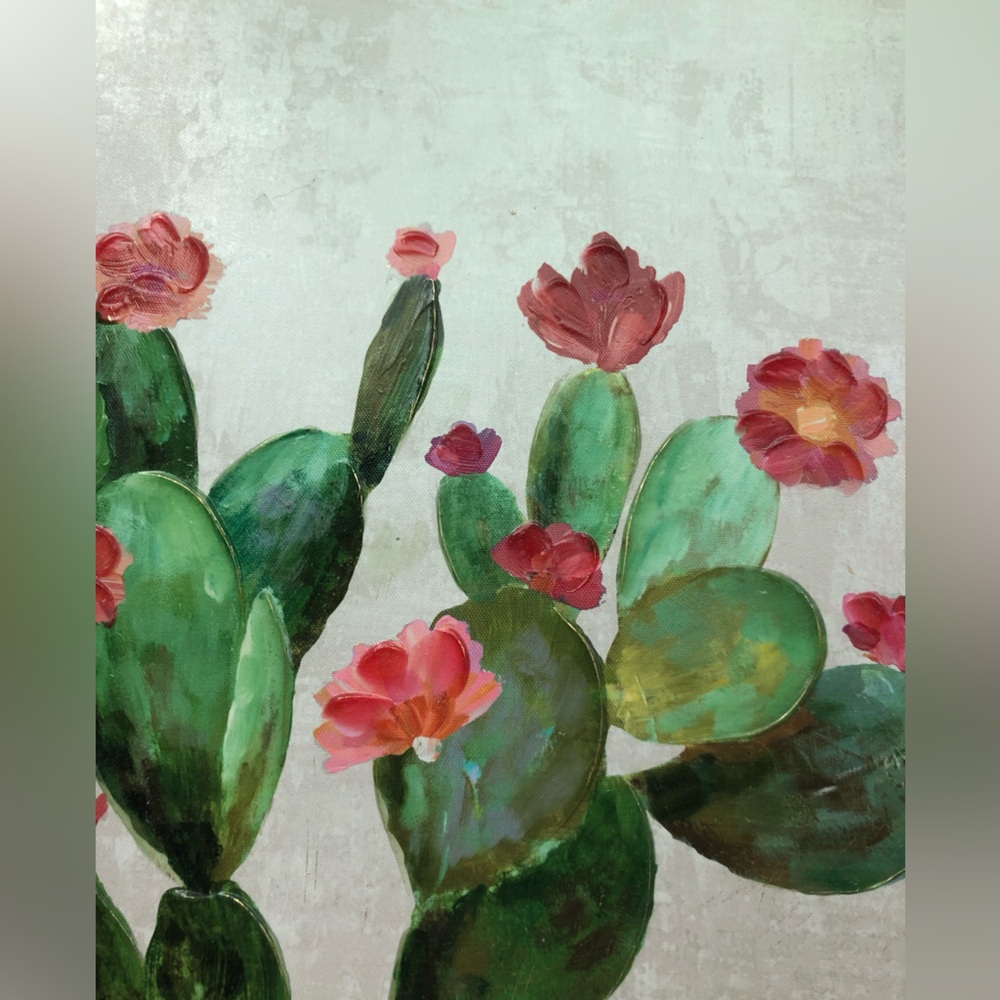 Cactus flower -Opuntia- wall art - mid sized - measurements shown